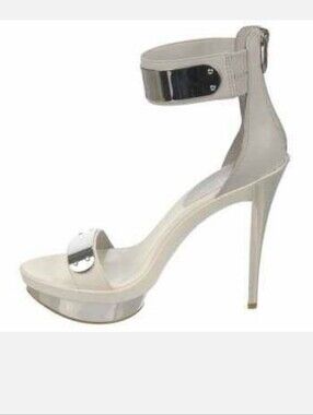 Fergie Cash High Heel Ankle Strap Sandal in Light Gray